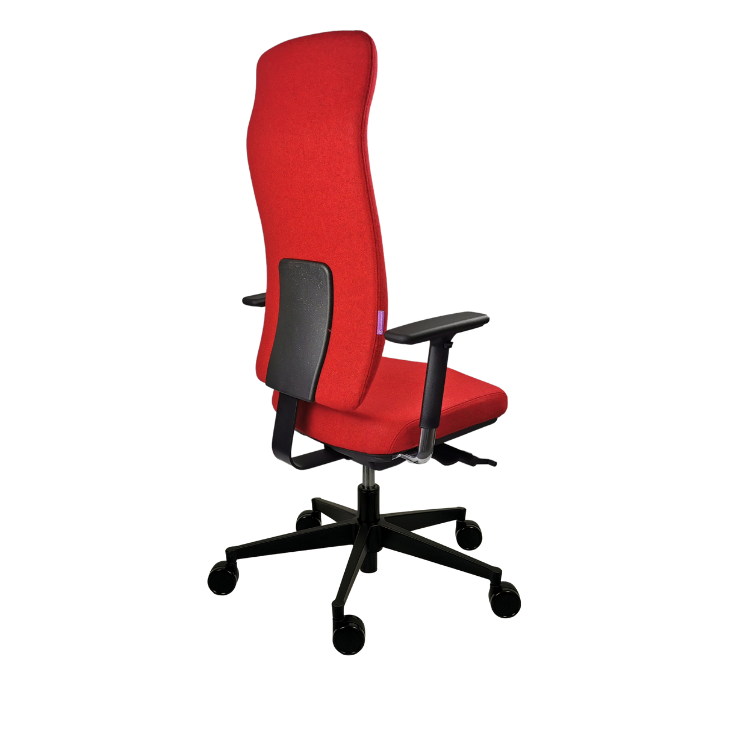 Edition Steiner1888 ergonomischer
Bürostuhl, mit rotem Lodenbezug und hoher Rückenlehne, Rückansicht