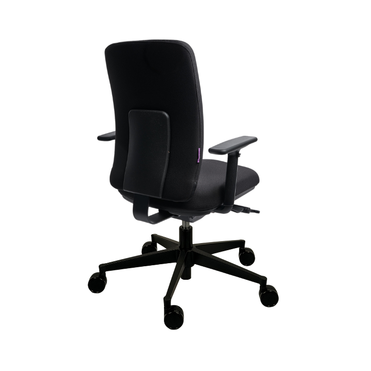 Ergonomischer Bürostuhl motion.plus mit Armlehnen und schwarzem
Bezug, Rückansicht