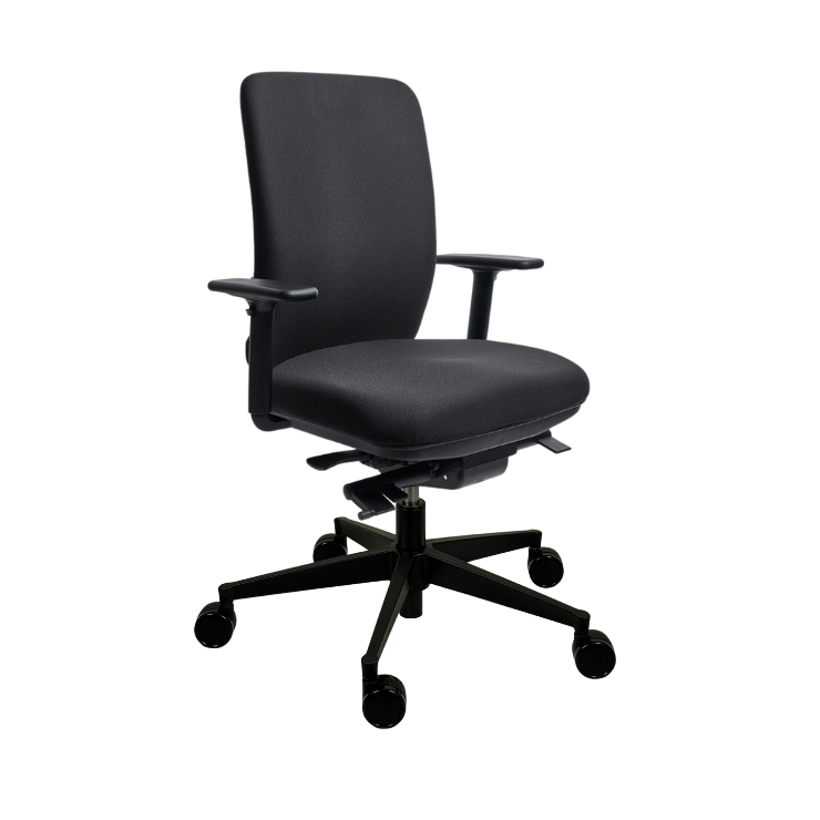 Ergonomischer Bürostuhl motion.plus mit Armlehnen und schwarzem
Bezug, Vorderansicht